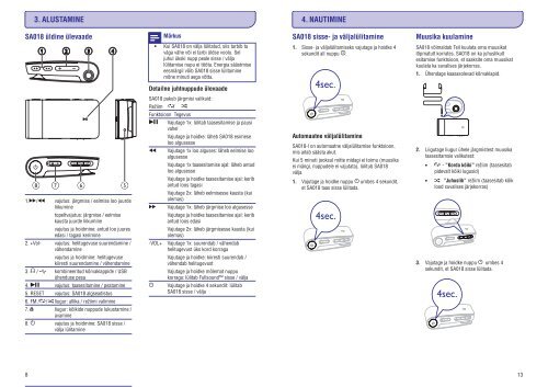 Philips GoGEAR Baladeur MP3 - Mode d&rsquo;emploi - EST