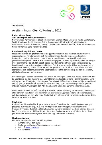 Mötesanteckningar från avstämningsmöte, 2012-09-05