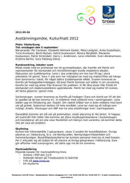 Mötesanteckningar från avstämningsmöte, 2012-09-05