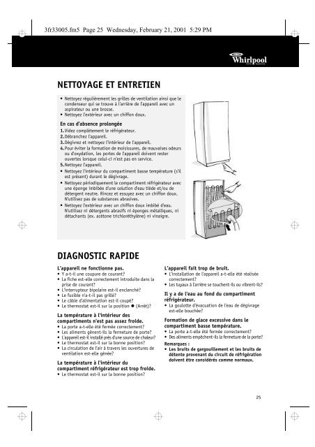 KitchenAid RTM 930/G/WP - Refrigerator - RTM 930/G/WP - Refrigerator FR (850393001080) Istruzioni per l'Uso