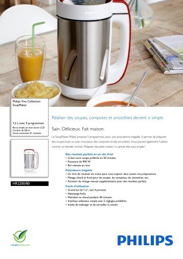 Philips Blender chauffant Philips HR2200/80 chauffant soup maker - fiche produit