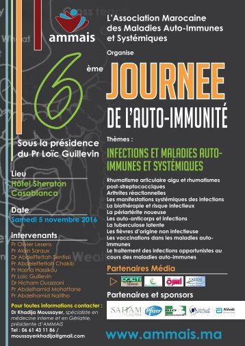 INFECTIONS ET  MALADIES AUTO-IMMUNES Résumés des interventions de la SIXIEME JOURNEE DE L'AUTOIMMUNITE 2016