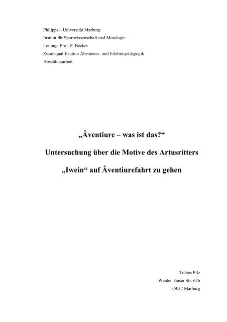 „Âventiure – was ist das?“ Untersuchung über die Motive des ...