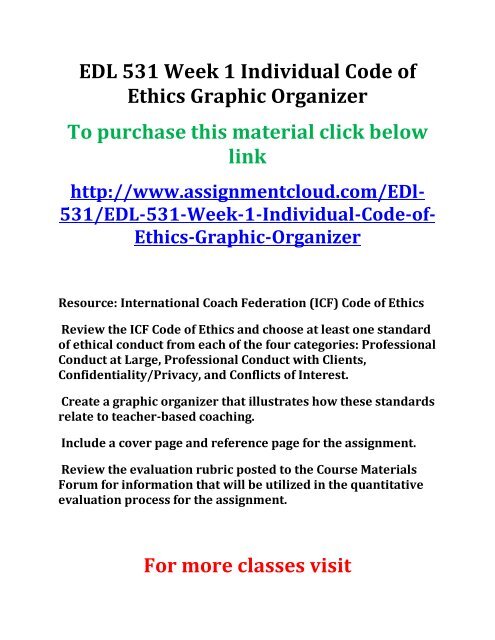 Uop Edl 531 Week 1 Individual Code Of Ethics Graphic Organizer