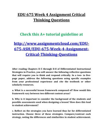 examples of critical thinking questions for students
