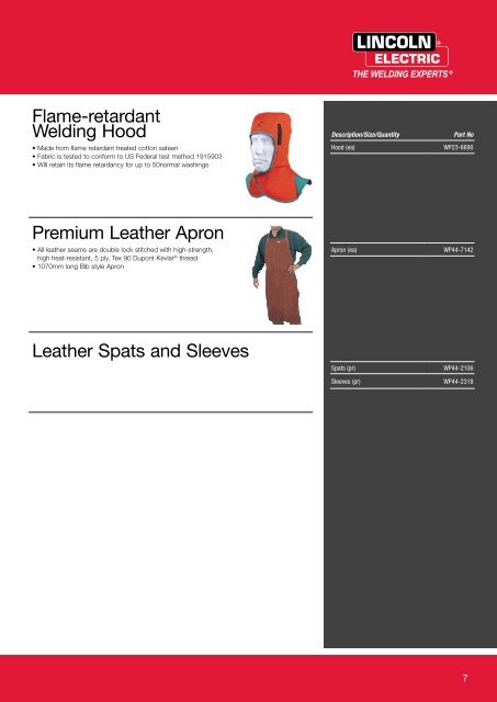 Lincoln Electric Safety Equipment Catalogue