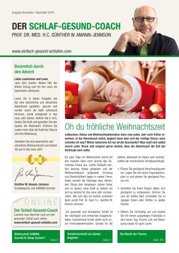 DER SCHLAF-GESUND-COACH | Ausgabe November & Dezember 2016