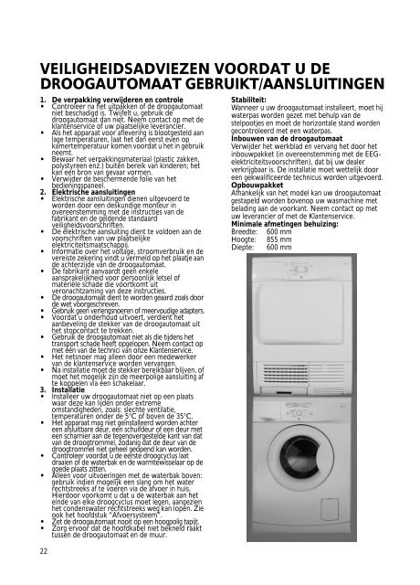 KitchenAid NEVADA C - Dryer - NEVADA C - Dryer NL (857586712090) Istruzioni per l'Uso