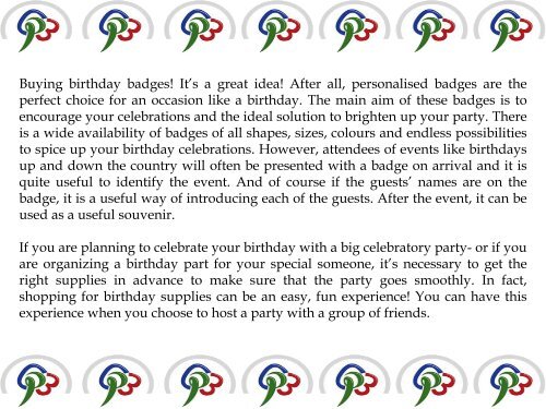 Buy Birthday Badges Online