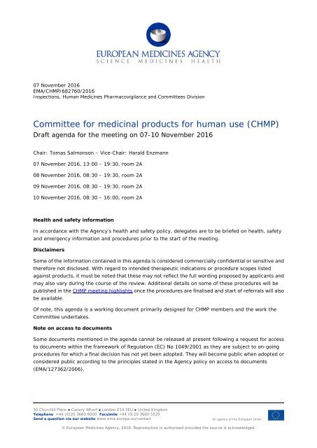 Committee for medicinal products for human use (CHMP)