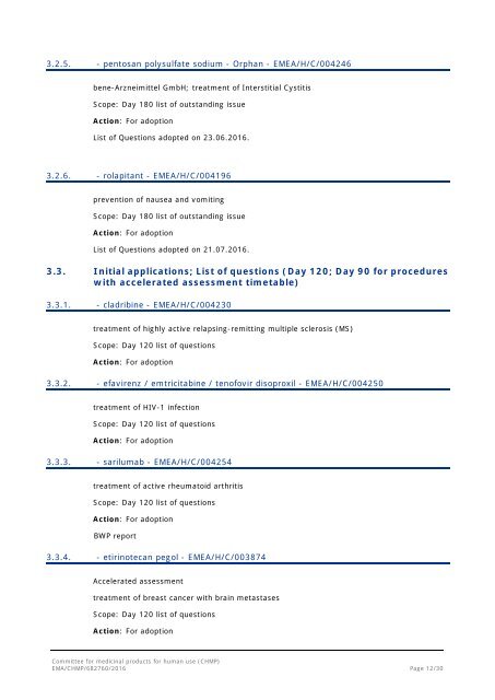 Committee for medicinal products for human use (CHMP)