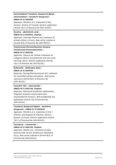 Committee for medicinal products for human use (CHMP)