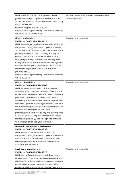 Committee for medicinal products for human use (CHMP)