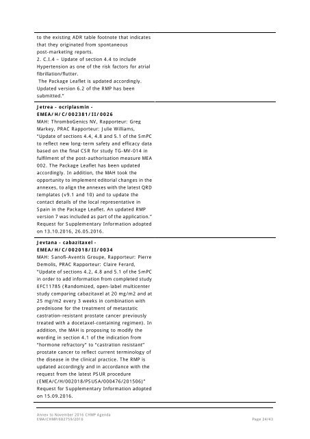 Committee for medicinal products for human use (CHMP)