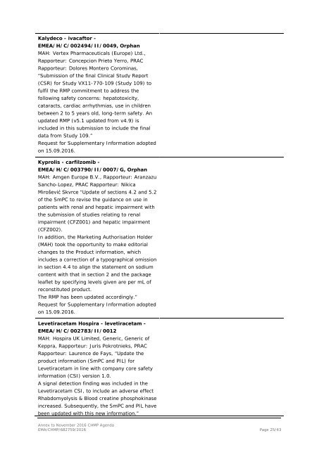 Committee for medicinal products for human use (CHMP)