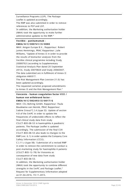 Committee for medicinal products for human use (CHMP)