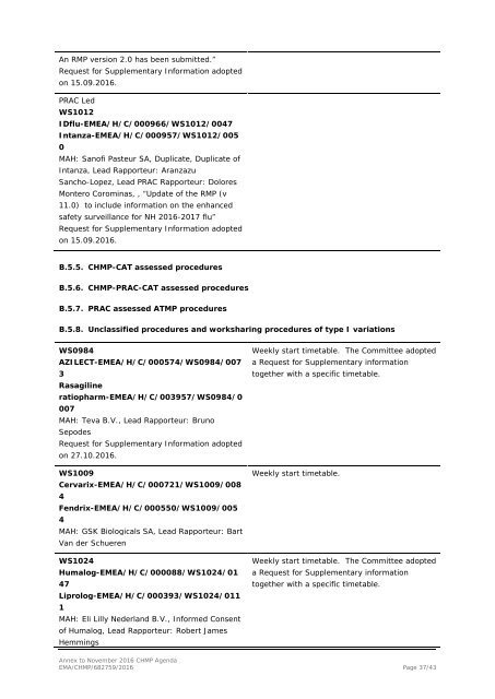 Committee for medicinal products for human use (CHMP)