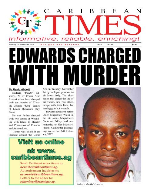 Caribbean Times 30th Issue - Monday 7th November 2016