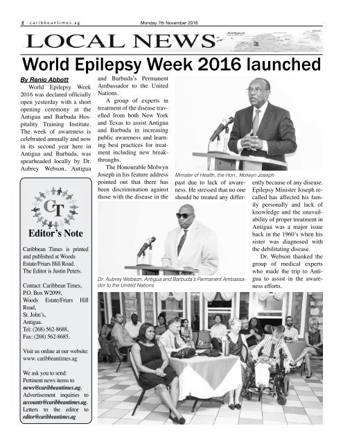 Caribbean Times 30th Issue - Monday 7th November 2016
