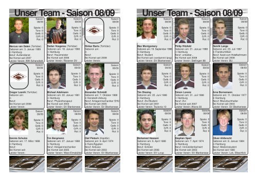 Saison 08/09 Unser Team - Saison 08/09 - Komet Blankenese