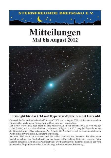 Mitteilungen Mai bis August 2012 - Sternfreunde Breisgau eV