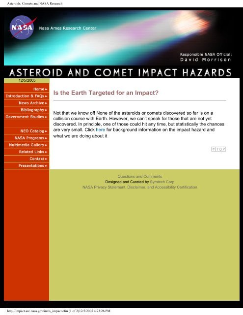 Asteroid Comet Impact Hazards - Florida International University