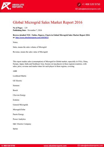 Microgrid Sales Market