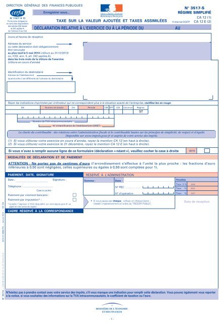 PDF NOTICE POUR REMPLIR LA DÉCLARATION N 3517- S CA 12 / CA 12 E PDF