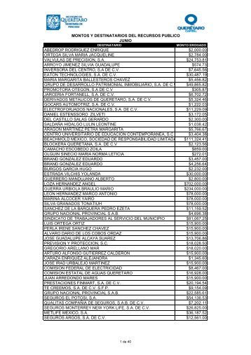 PAGOS JUNIO 2010 - Municipio de Querétaro