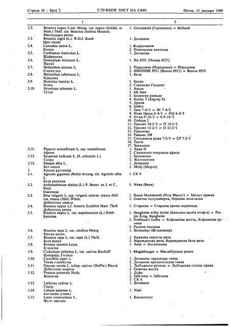 СЛУЖБЕН ЛИСТ НА СФРЈ бр.2