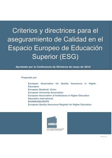 aseguramiento de Calidad en el Espacio Europeo de Educación Superior (ESG)