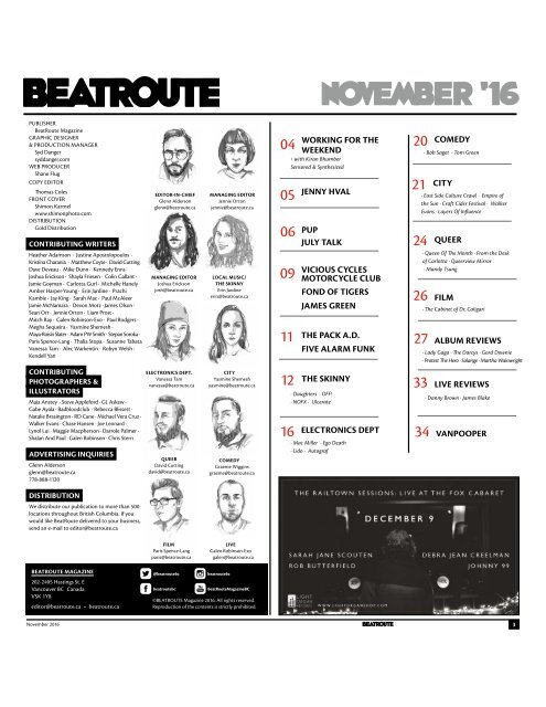 BeatRoute Magazine B.C. print e-edition - November 2016