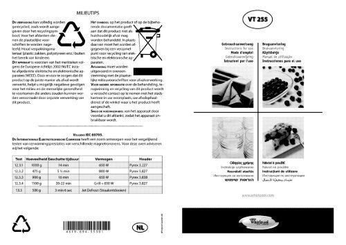 KitchenAid VT 255 / BL - Microwave - VT 255 / BL - Microwave NL (858725515490) Istruzioni per l'Uso