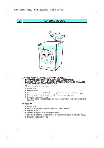 KitchenAid PF 60 - Washing machine - PF 60 - Washing machine ES (858441363000) Istruzioni per l'Uso
