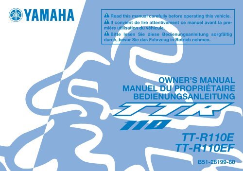 Yamaha TTR110 - 2015 - Manuale d'Istruzioni English