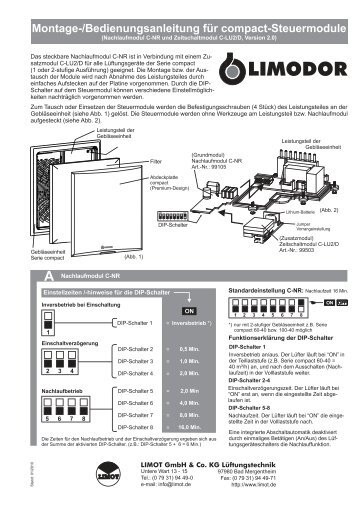 Montage-/Bedienungsanleitung für compact-Steuermodule - Limot