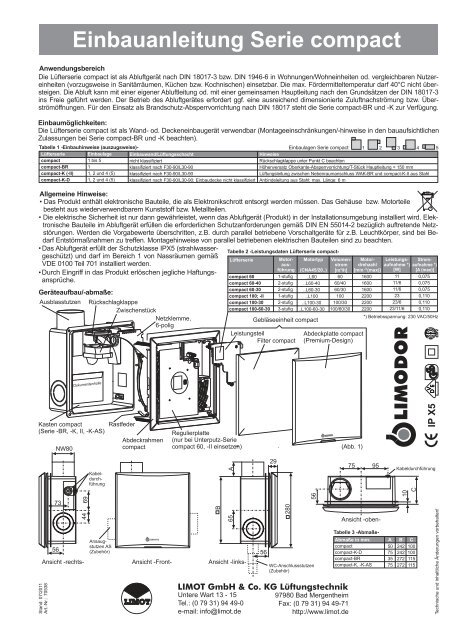 Einbauanleitung Serie compact - Limot