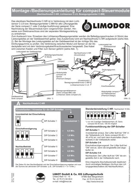 Montage-/Bedienungsanleitung für compact-Steuermodule - Limot