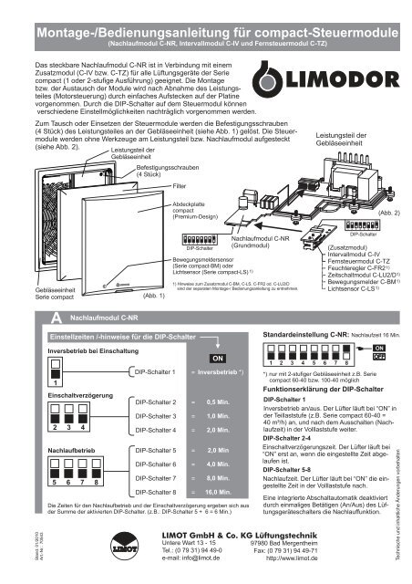 Montage-/Bedienungsanleitung für compact-Steuermodule - Limot