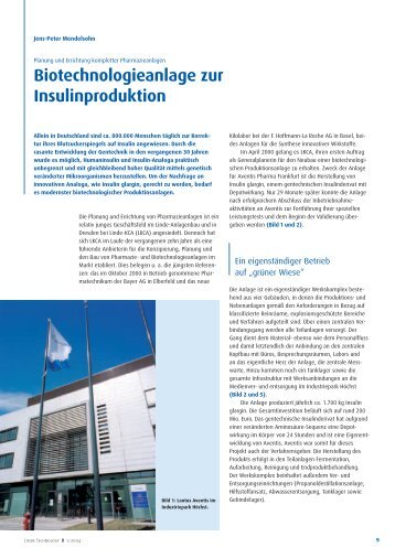 Biotechnologieanlage zur Insulinproduktion - Linde Engineering ...