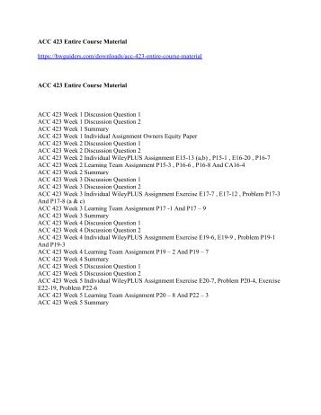 ACC 423 Entire Course Material