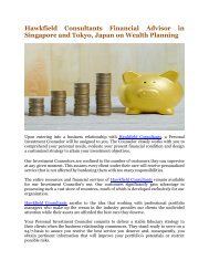 Hawkfield Consultants Financial Advisor in Singapore and Tokyo, Japan on Wealth Planning