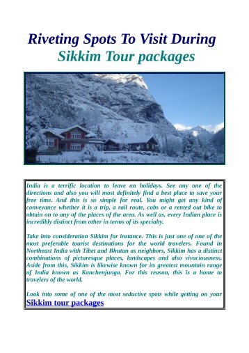 Get Best Deal on Sikkim tour packages.