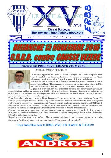 BB N°4                 CAUSSE VEZERE 13-11-2016 Format 12 pages