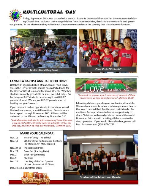 LBES First Quarter 2016-2017 Newsletter