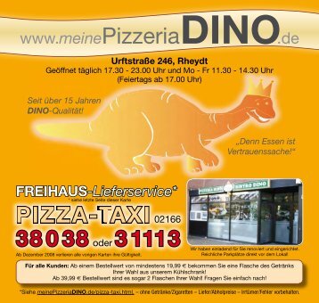 Seit über 15 Jahren DINO-Qualität! „Denn Essen ist ... - Pizzeria DINO