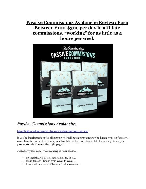 Passive Income Avalanche Detail Review and Passive Income Avalanche $22,700 Bonus