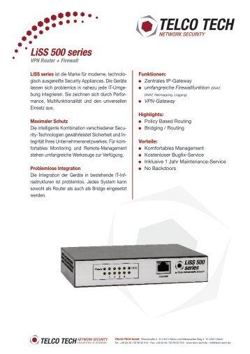 TelcoTech LiSS 500 VPN-Router + Firewall