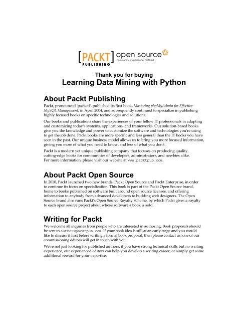 Learning Data Mining with Python