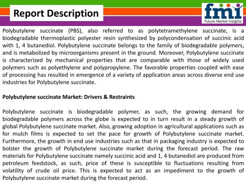 Polybutylene Succinate Market Segments, Opportunity, Growth and Forecast By End-use Industry 2015-2025